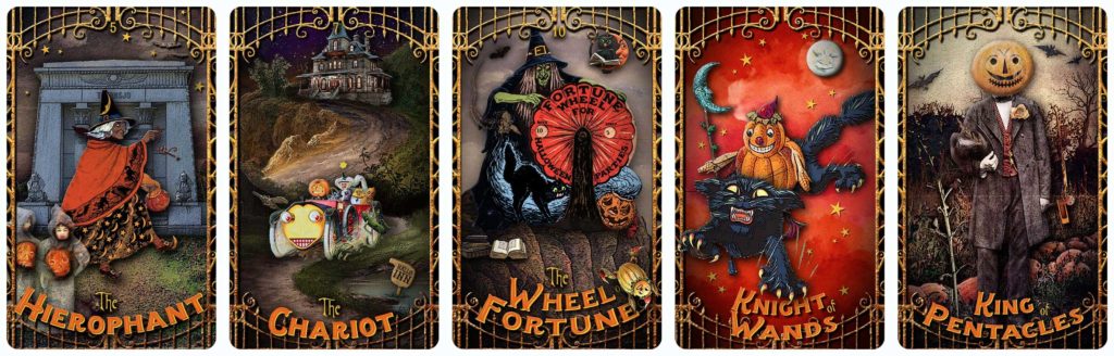 Five of the cards from the Trick or Tarot deck