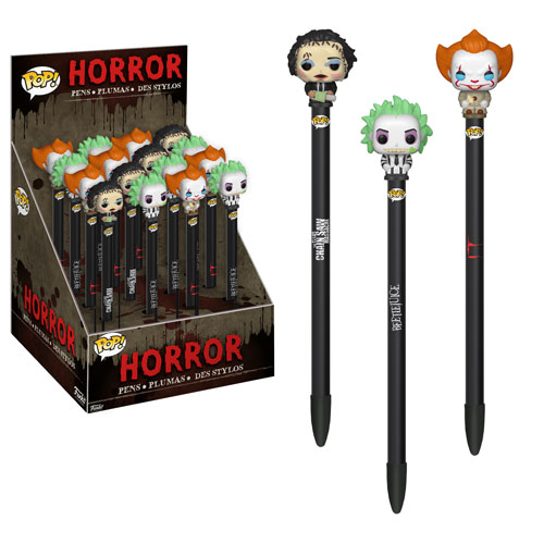 Leatherface, Beetlejuice, and Pennywise Horror Pop! pens