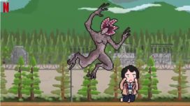 Stranger Things' Mike Wheeler being attacked by a Demogorgon