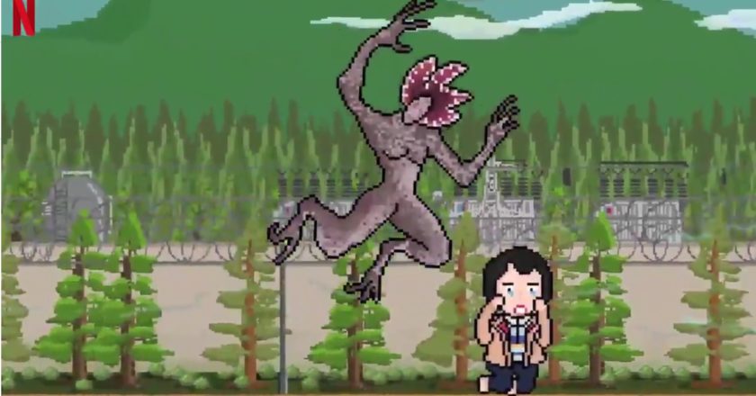 Stranger Things' Mike Wheeler being attacked by a Demogorgon