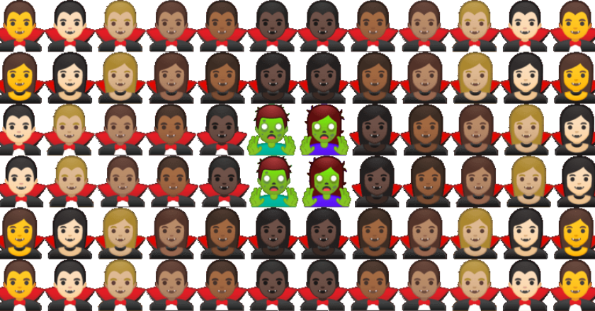 Vampire and Zombie Emoji Collage