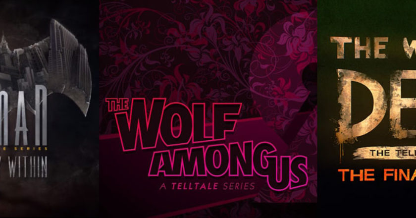 Batman: The Enemy Within, The Wolf Among Us 2, and The Walking Dead Final Season logos