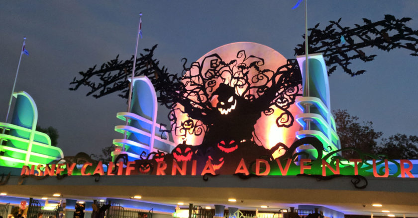 Oogie Boogie towers over the entrance of Disney's California Adventure