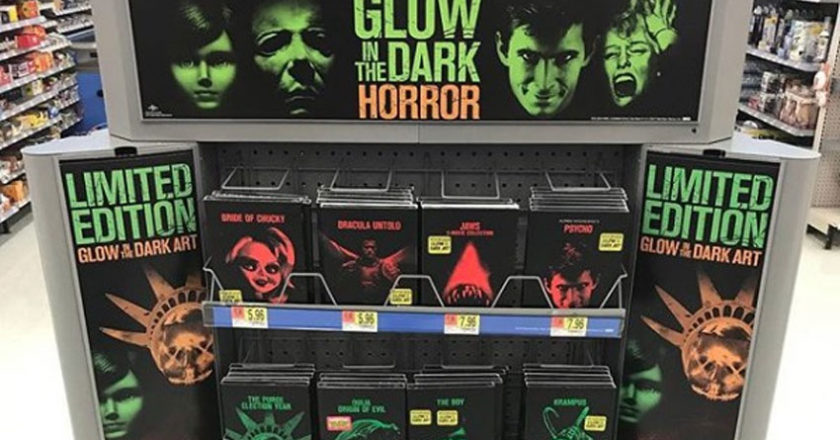 Walmart Glow in the Dark Horror DVD display