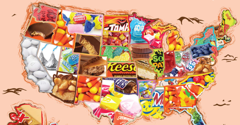 Map of all the most popular candies in the U.S.