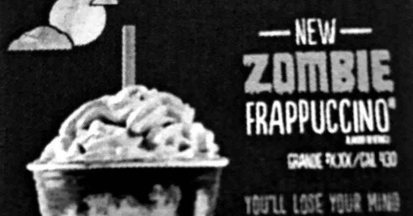 New Zombie Frappuccino black and white image