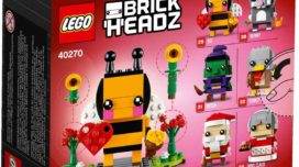 The back of the seasonal BrickHeadz Bee box showing all six seasonal BrickHeadz