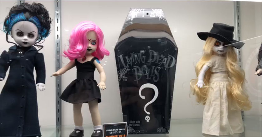 Three of the five series 35 Living Dead Dolls on display at Toy Fair New York 2018
