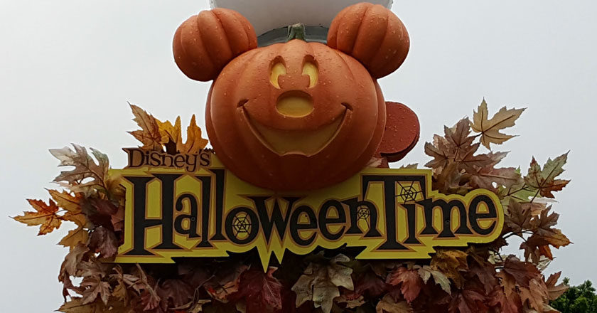 Disney's HalloweenTime Mickey Mouse jack-o-lantern decoration at the Disneyland Resort