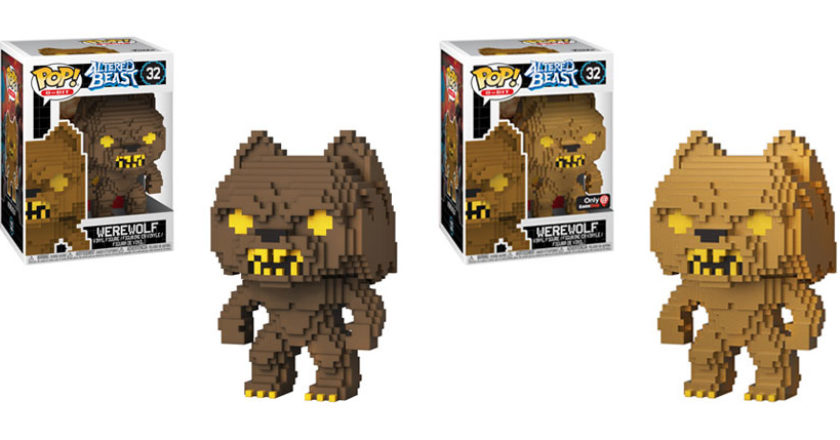 The regular and gold edition Altered Beast werewolf 8-Bit Funko Pop! figures