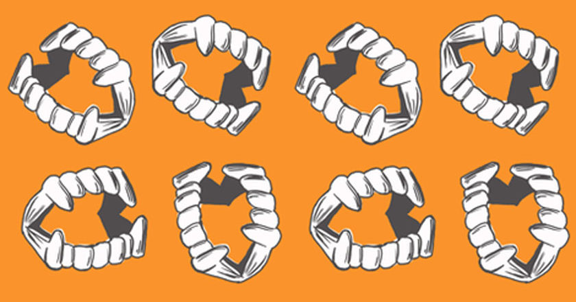 Plastic vampire teeth pattern