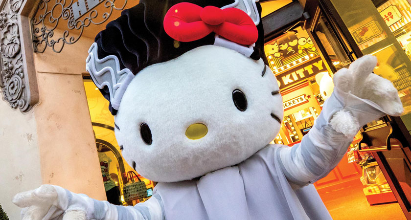 Hello Kitty dressed as the Bride of Frankenstein