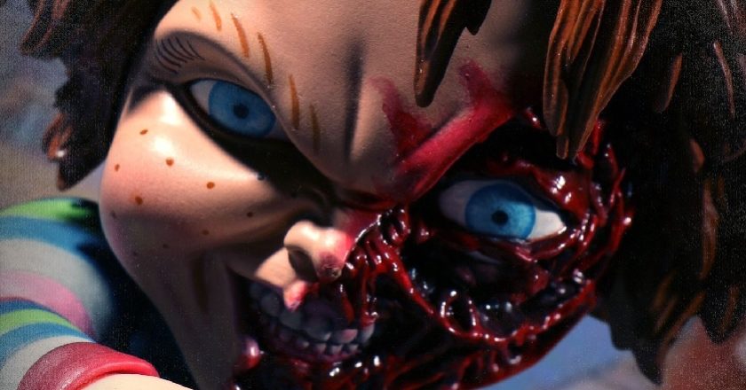 Mezco Designer Series Deluxe Chucky Pizza Face closeup