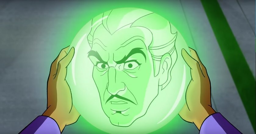 Vincent Van Ghoul speaking to Scooby and the gang through a crystal ball in Scooby-Doo! and the Curse of the 13th Ghost!