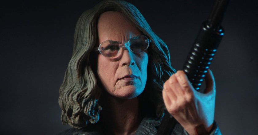 Closeup of the face of NECA's Halloween 2018 Laurie Strode action figure