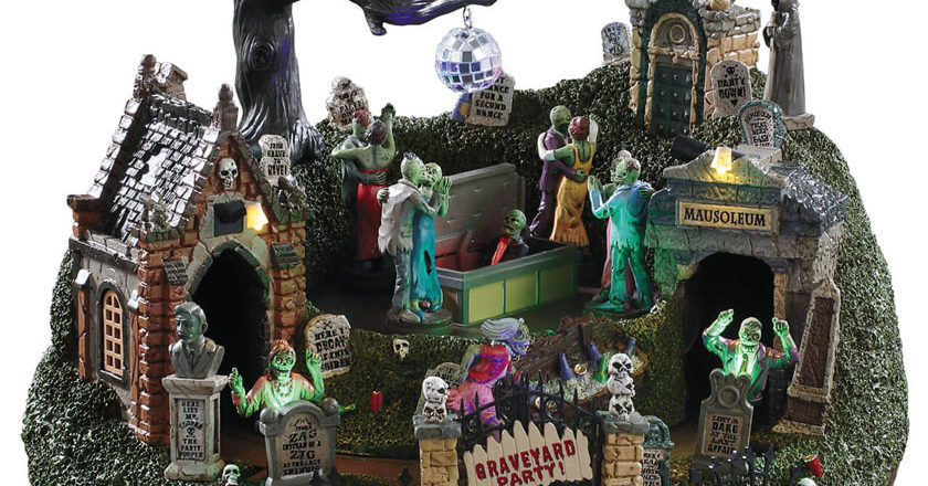 A closeup and cropped image of Lemax's Graveyard Party