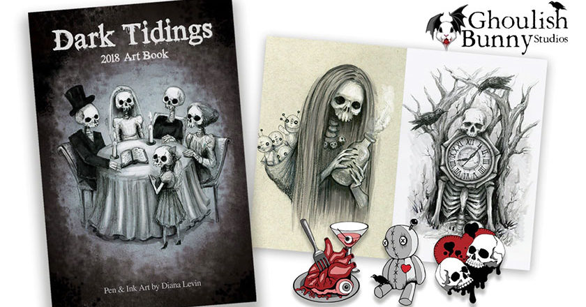 Ghoulish Bunny Studios "Dark Tidings" Art Book & Enamel Pins
