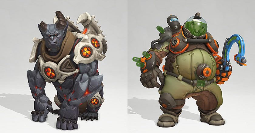 Winston Gargoyle skin and Roadhog Toxic skin