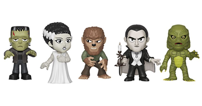 Frankenstein, Bride of Frankenstein, Wolfman, Dracula, and The Creature Mystery Minis