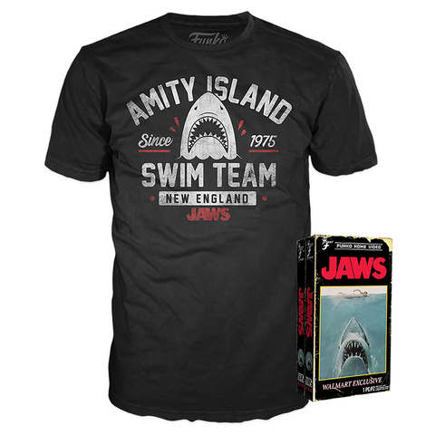 Walmart exclusive 'Jaws' tee and VHS box.
