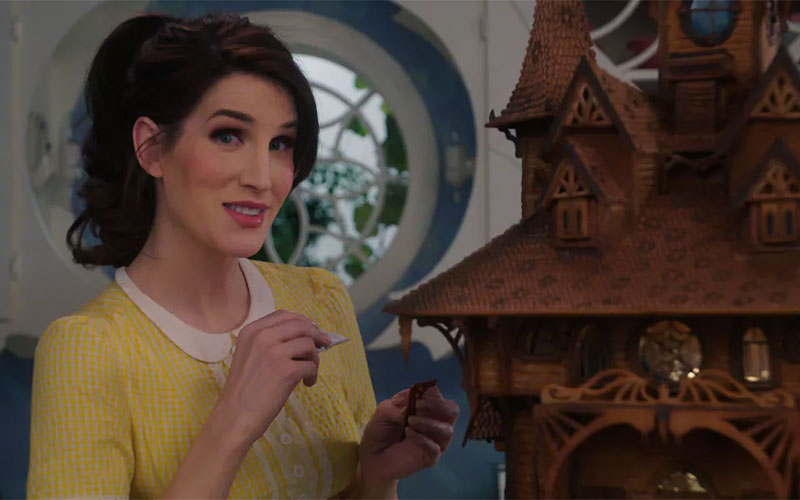 Christine McConnell working on a Halloween gingerbread house