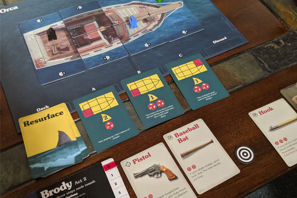 Act 2 setup of the Jaws tabletop game