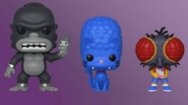 King Homer, Panther Marge, and Fly Boy Bart Pop! figures