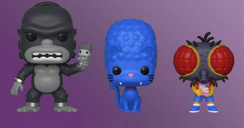 King Homer, Panther Marge, and Fly Boy Bart Pop! figures