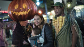 A family in costume during Haunted Little Tokyo