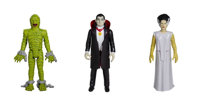 The Creature, Dracula, and Bride of Frankenstein ReAction figures