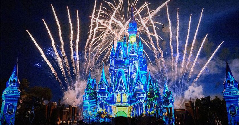 Fireworks over Cinderella Castle at Magic Kingdom Park during "Disney's Not-So-Spooky Spectacular"