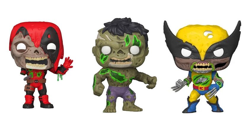Marvel Zombies Deadpool, Hulk, and Wolverine Funko Pop! figures