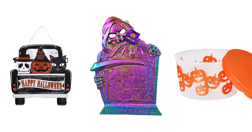 A variety of decorations from Dollar Tree's 2020 Halloween line.