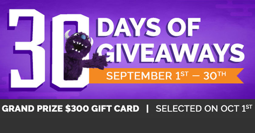 30 Days of Giveaways, September 1st - 30th