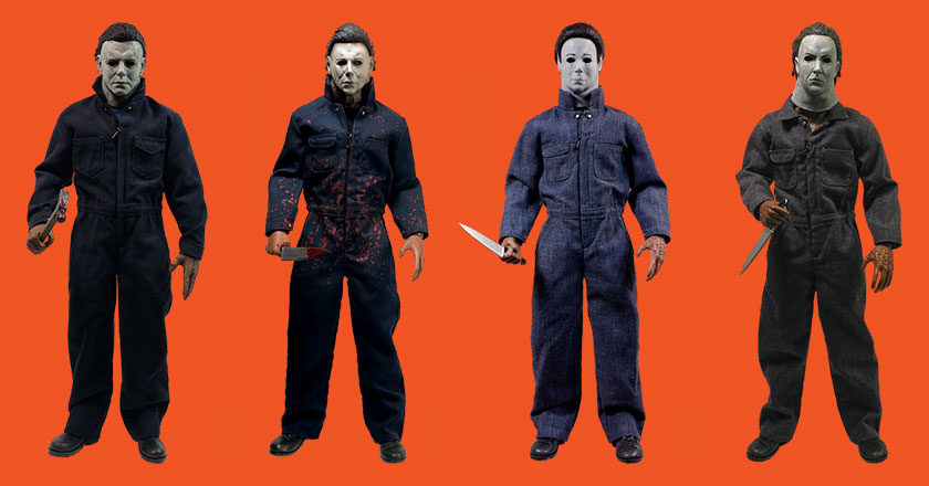 Halloween 1978, Halloween 2018, Halloween 4, and Halloween 5 Michael Myers 12-inch action figures.