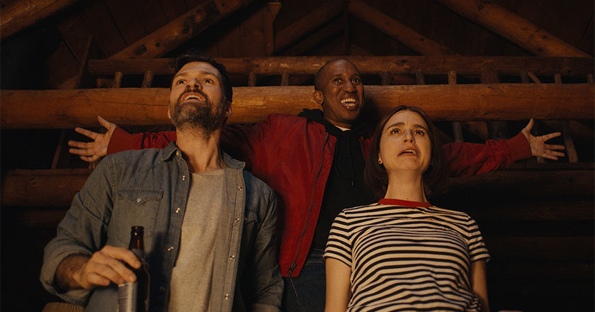 Josh Ruben, Chriss Redd, and Aya Cash in Scare Me