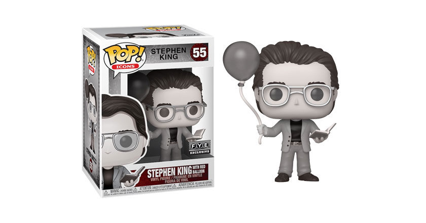 Black and white Stephen King with balloon Funko Pop! figure