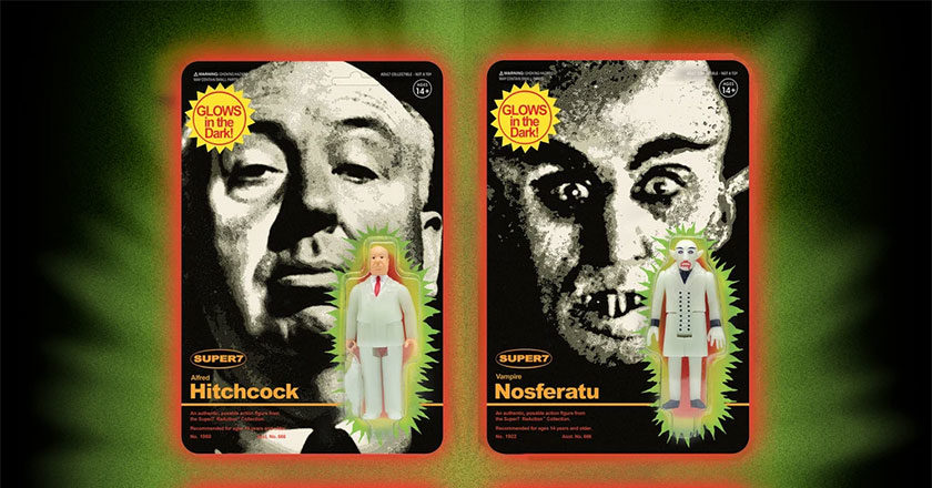 Alfred Hitchcock and Nosferatu glow-in-the-dark ReAction figures