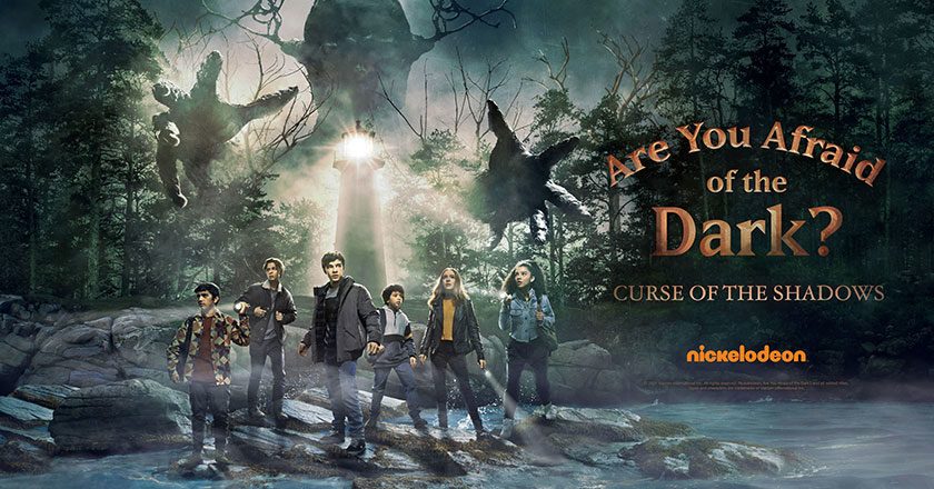 Are You Afraid of the Dark? Season 2 Key Art featuring the cast in a spooky forest.