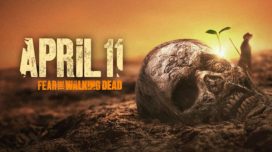 Fear the Walking Dead season six teaser image featuring a zombie head with a plant growing out of its eye.