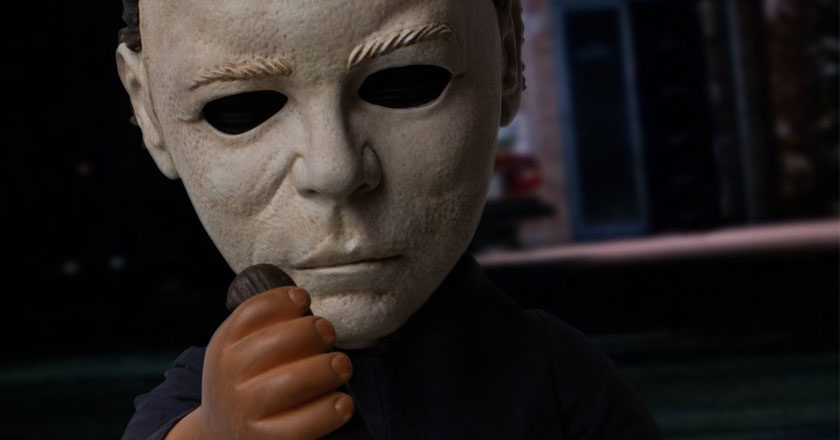 Closeup of the face sculpt of the MDS Mega Scale Michael Myers with Sound