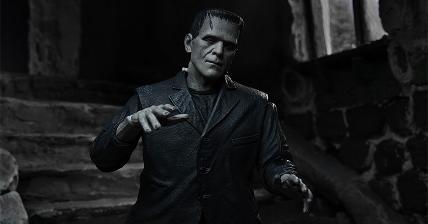 Closeup stylized photo of NECA's Ultimate Frankenstein's Monster figure
