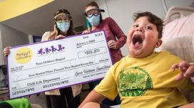 Spirit Halloween hospital check presentation with patient Sawyer Farmer