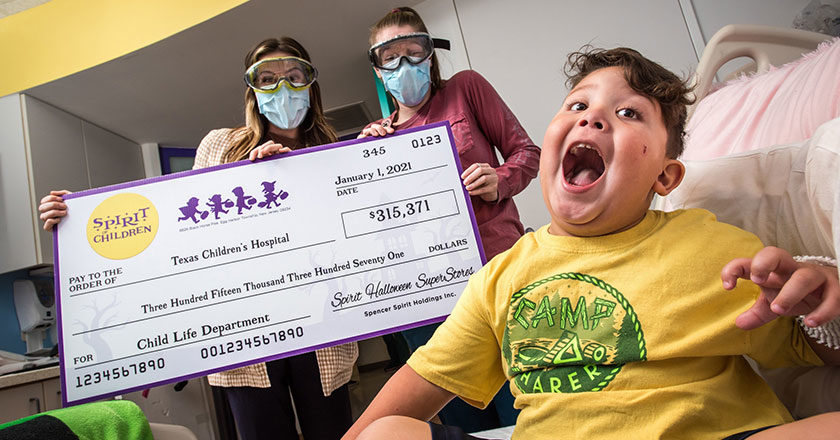 Spirit Halloween hospital check presentation with patient Sawyer Farmer