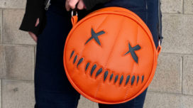 Closeup of the Trick or Treat Studios Trick 'r Treat Sam O Lantern unlit bag