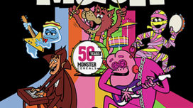 The General Mills monsters playing as a band on the front of the Monster Mash cereal box