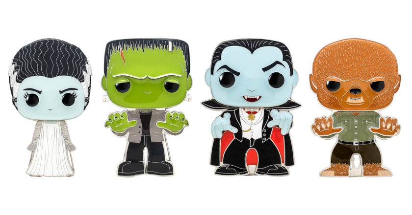 Bride of Frankenstein, Frankenstein's Monster, Dracula, and The Wolf Man Pop! Pins
