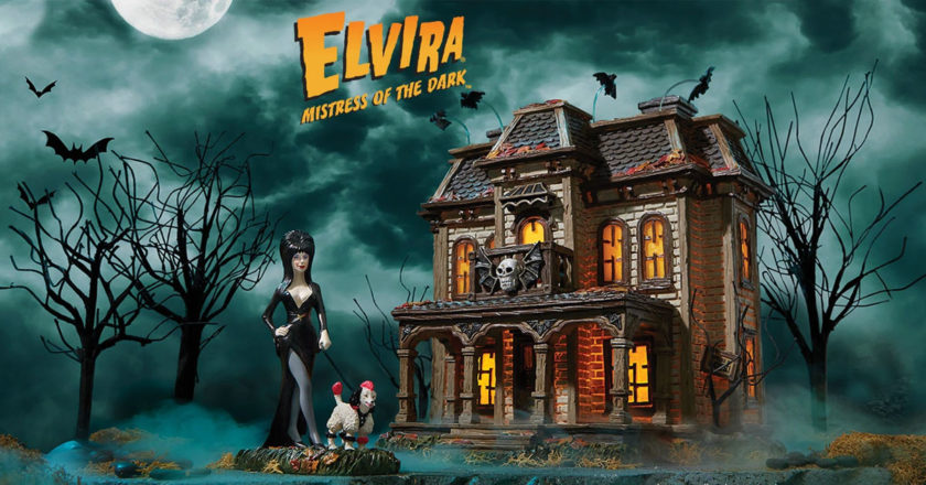 Department 56 Elvira, Mistress of the Dark house with Elvira walking Gonk accesory