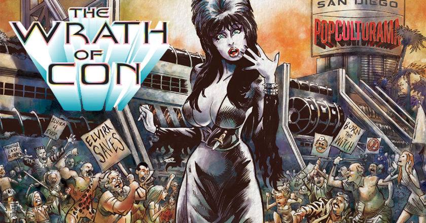 Elvira The Wrath of Con cover art featuring Elvira at the San Diego Convention Center