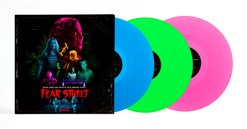 Fear Street Trilogy newon blue, green, and pink vinyl.